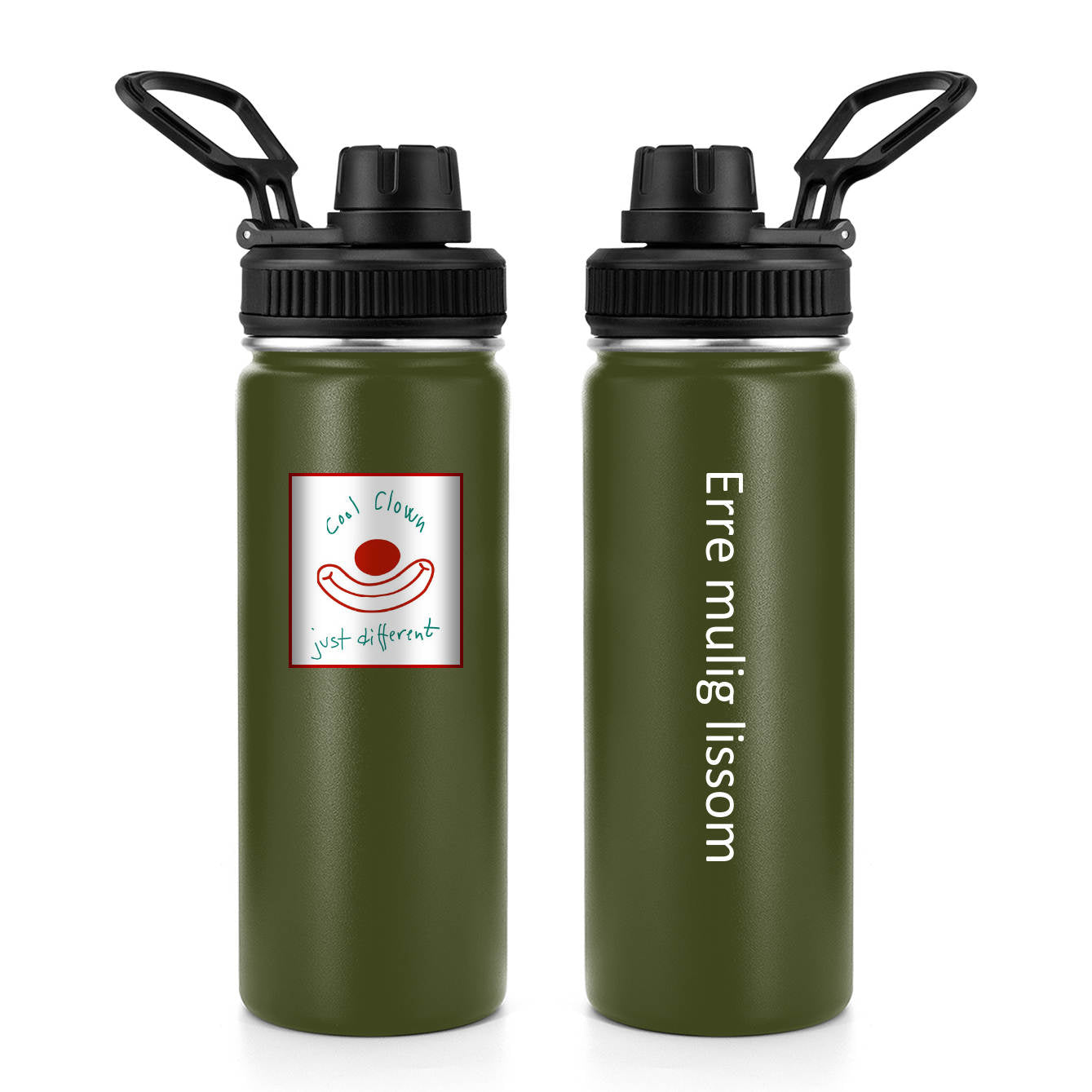 Cool Clown Sports Bottle – Army Green