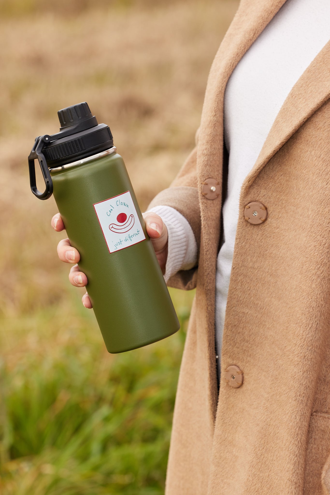 Cool Clown Sports Bottle – Army Green